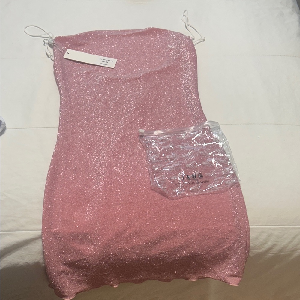 Boutine LA Sparkle Pink Strapless Mini Dress